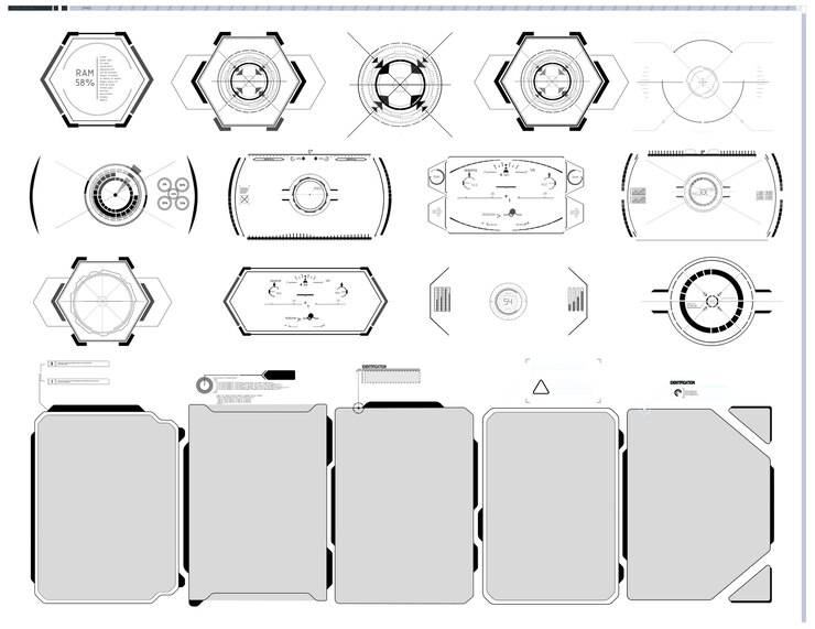 Vector conjunto de elementos de pantalla de interfaz de usuario futurista hud ui gui