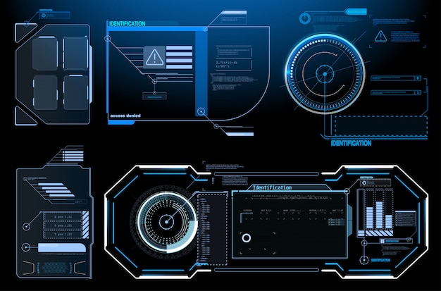 Conjunto de elementos de pantalla de interfaz de usuario futurista HUD UI GUI.