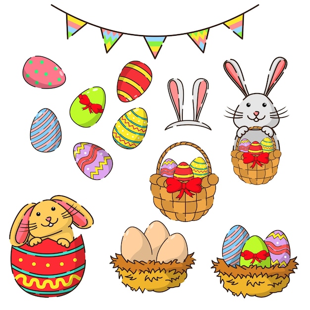 Vector conjunto de elementos de pascua