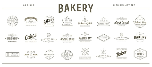 Conjunto de elementos de pastelería de panadería vectorial e ilustración de iconos de pan