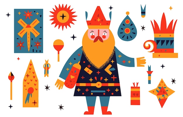 Conjunto de elementos y personajes de vacaciones holandesas de sinterklaas de ilustración vectorial