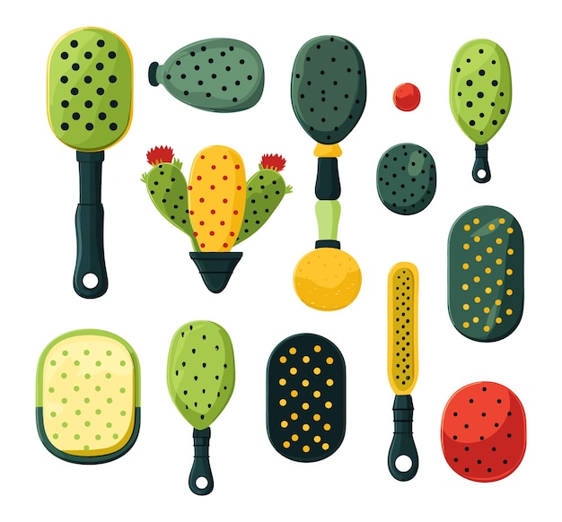 Conjunto de elementos de pickleball vector