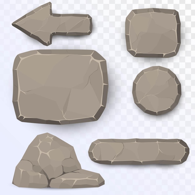Vector conjunto de elementos de piedra