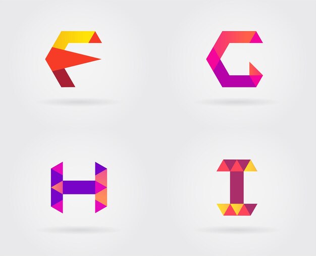 Conjunto de elementos de plantilla de diseño de icono de letra de logotipo en vector