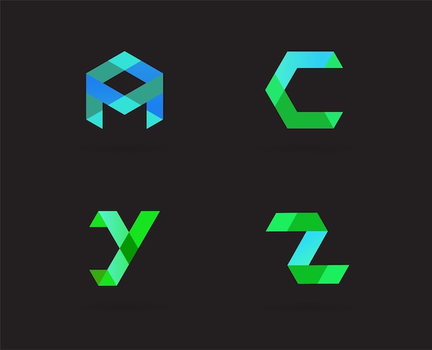 Conjunto de elementos de plantilla de diseño de icono de letra de logotipo en vector