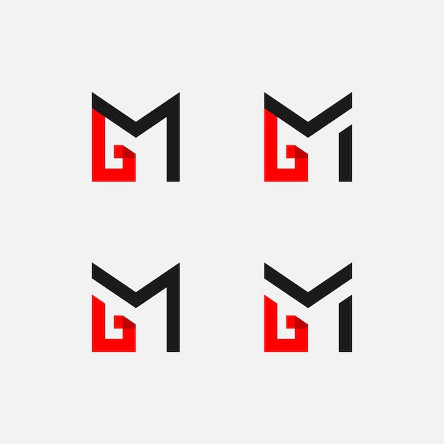 Conjunto de elementos de plantilla de diseño de iconos de logotipo de letra GM