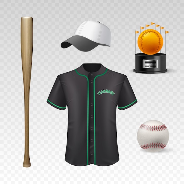 Vector conjunto de elementos realistas de béisbol