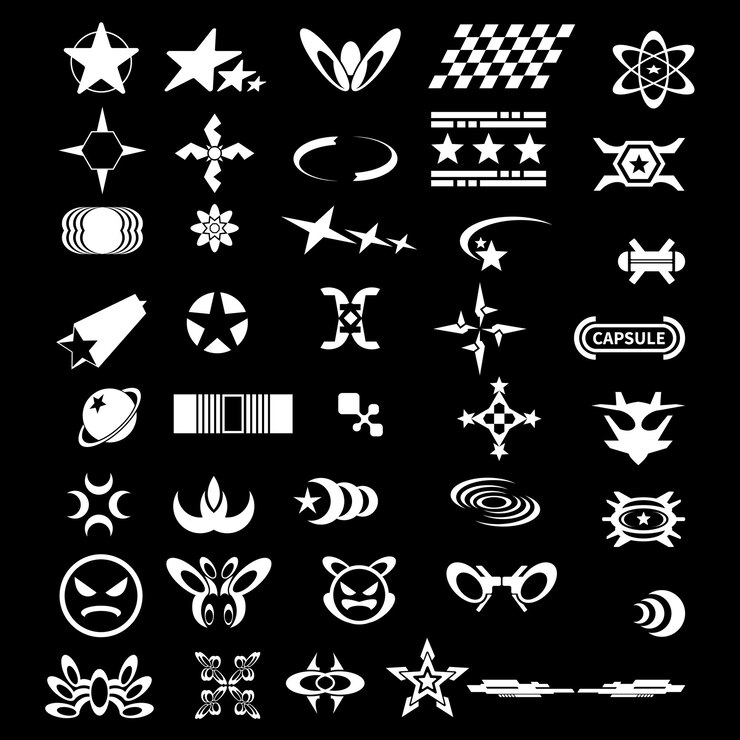 Vector conjunto de elementos de ropa de calle y2k paquete de iconos de símbolos futuristas conjunto vectorial de objetos geométricos
