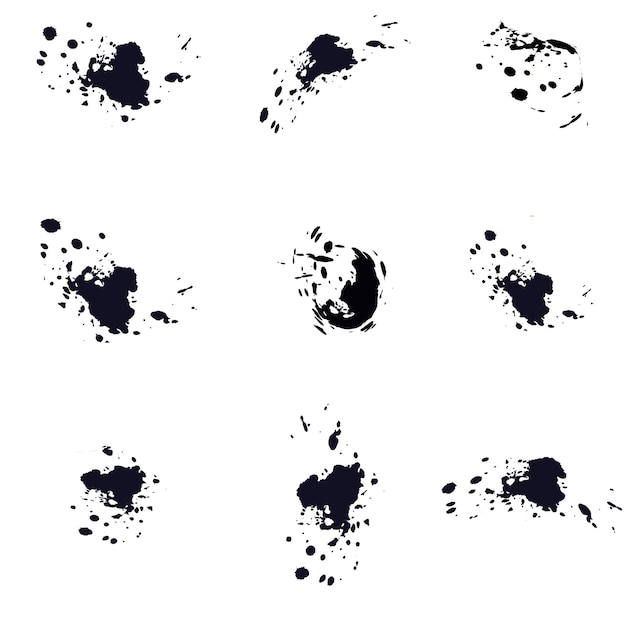 Conjunto de elementos de salpicaduras de tinta de textura grunge granulada