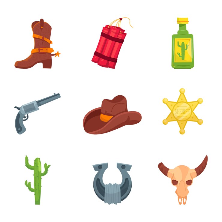 Vector conjunto de elementos del salvaje oeste.