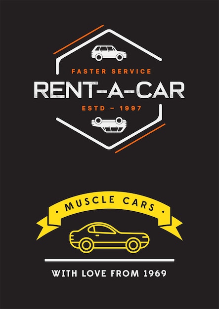 El conjunto de elementos de servicio de alquiler de automóviles Vector se puede utilizar como logotipo o icono en calidad premium