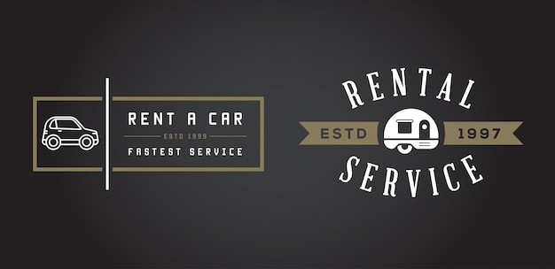 El conjunto de elementos del servicio de alquiler de coches se puede utilizar como logotipo o icono en calidad superior