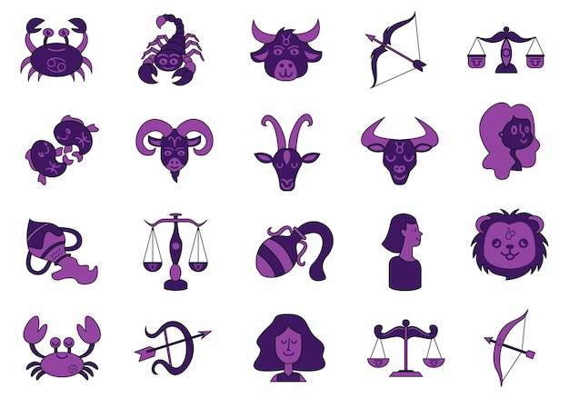 Conjunto de elementos del signo del zodiaco