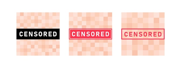 Conjunto de elementos de signos censurados por píxeles concepto de barra de censura negra y roja fondo de censura beige borroso ilustración vectorial