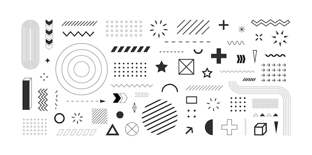 Vector conjunto de elementos y símbolos de diseño abstracto de formas geométricas