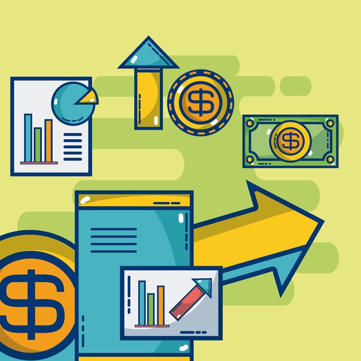 Vector conjunto de elementos y símbolos de marketing digital y compras