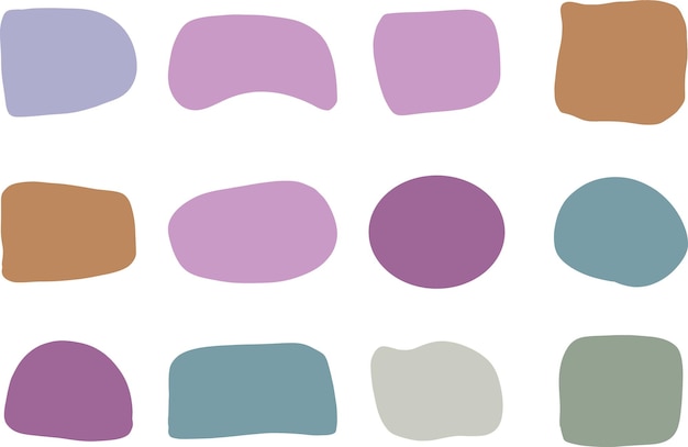 Conjunto de elementos simples de formas de manchas abstractas y dibujos dibujados