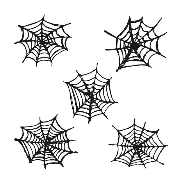 Vector conjunto de elementos de tela de araña decoración de terror de halloween dibujos animados oscuros