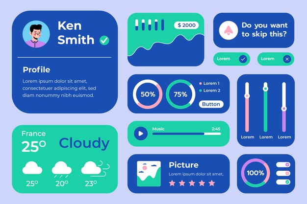 Vector conjunto de elementos uiux