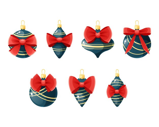 Conjunto de elementos de vector de juguetes multicolores de Navidad