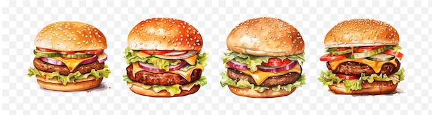 El conjunto de elementos vectoriales de acuarela de Burger es transparente, aislado y generativo.