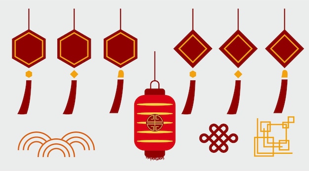 conjunto de elementos vectoriales de año nuevo chino