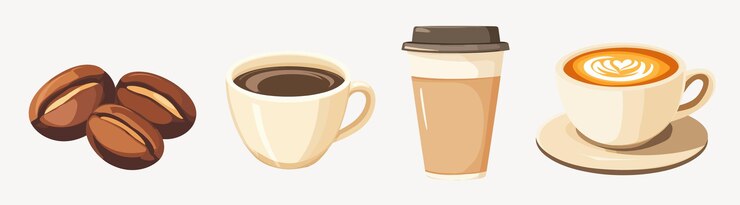 Vector conjunto de elementos vectoriales de colección ilustrados de variedades de café