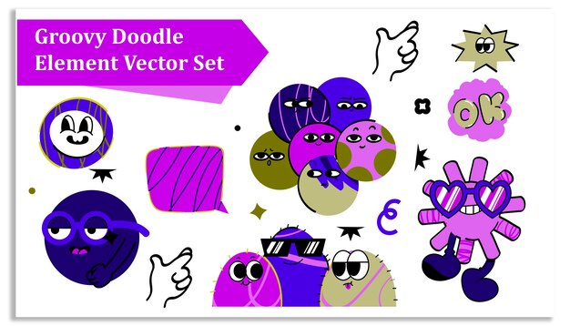 conjunto de elementos vectoriales de dibujos de animales lindos