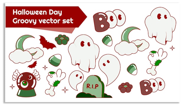 El conjunto de elementos vectoriales de Halloween Groovy