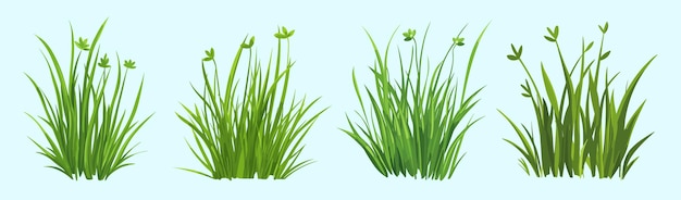 El conjunto de elementos vectoriales de ilustraciones de hierba verde exuberante