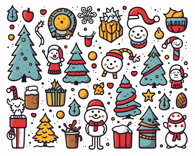 Vector conjunto de elementos vectoriales de navidad