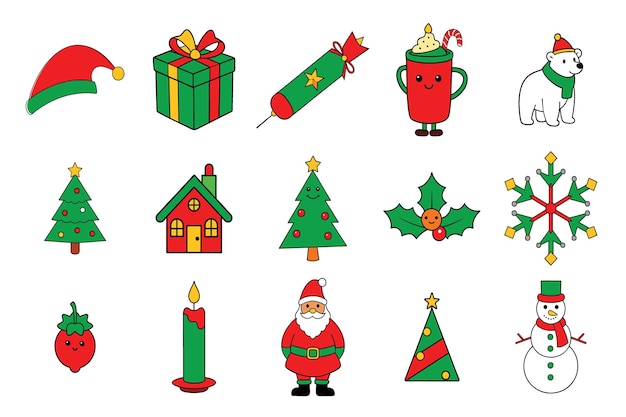 conjunto de elementos vectoriales de Navidad