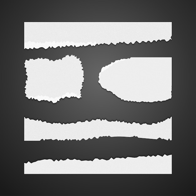 Conjunto de elementos vectoriales de papel rasgado
