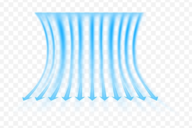 Conjunto de elementos vectoriales de viento ligero en un fondo transparente Movimiento dinámico borroso del flujo de aire