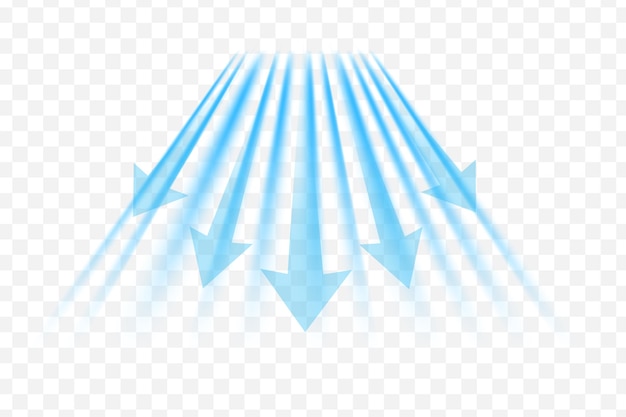 Conjunto de elementos vectoriales de viento ligero en un fondo transparente Movimiento dinámico borroso del flujo de aire