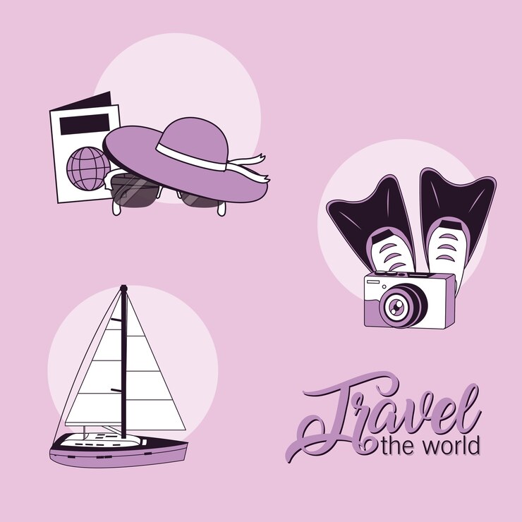 Vector conjunto de elementos de viaje
