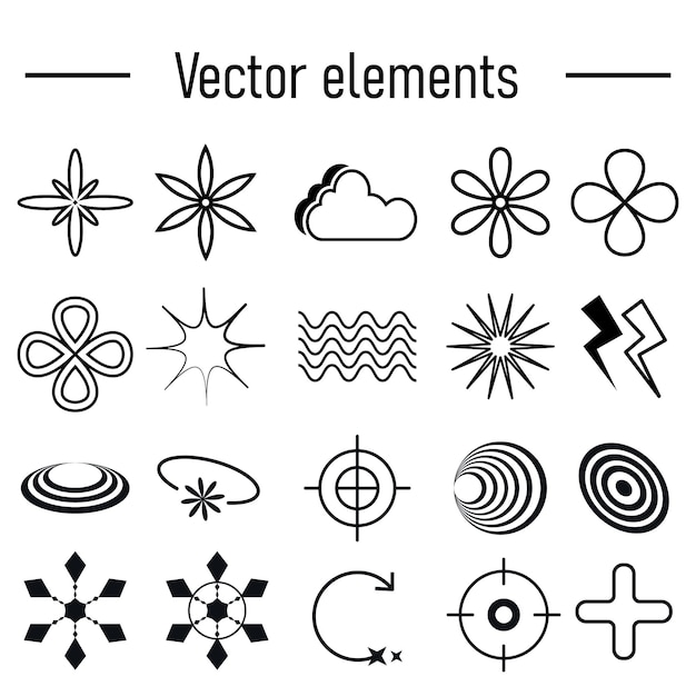 Vector conjunto con elementos y2k formas vectoriales abstractas estéticas