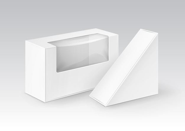 Vector conjunto de embalaje de cajas de cartón en blanco