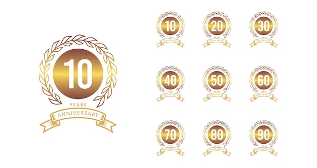 Conjunto de emblema premium de aniversario de oro