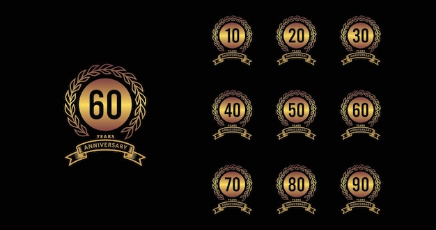 Conjunto de emblema premium de aniversario de oro