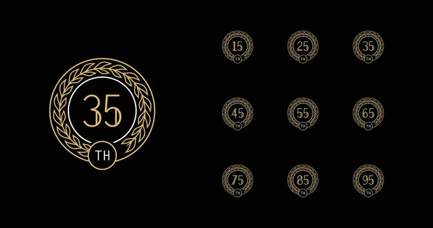 Conjunto de emblema premium de aniversario de oro