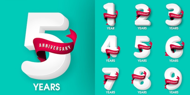 Conjunto de emblemas de aniversario