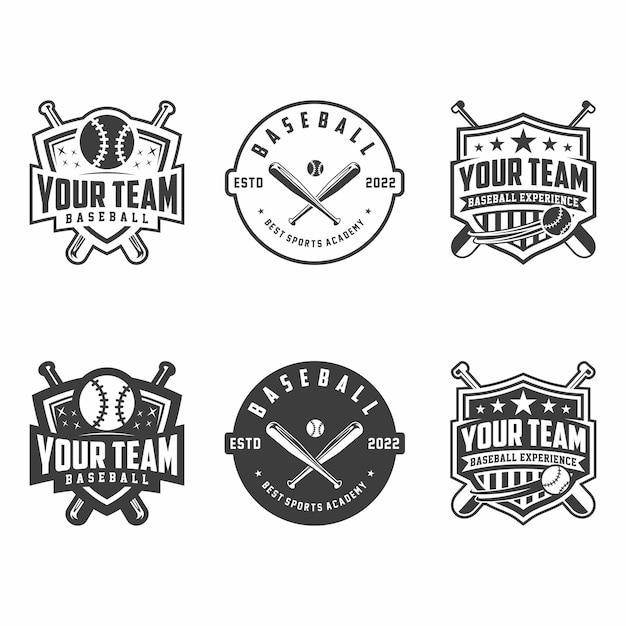 Conjunto de emblemas de béisbol logos insignias etiquetas y elementos de diseño ilustración vectorial