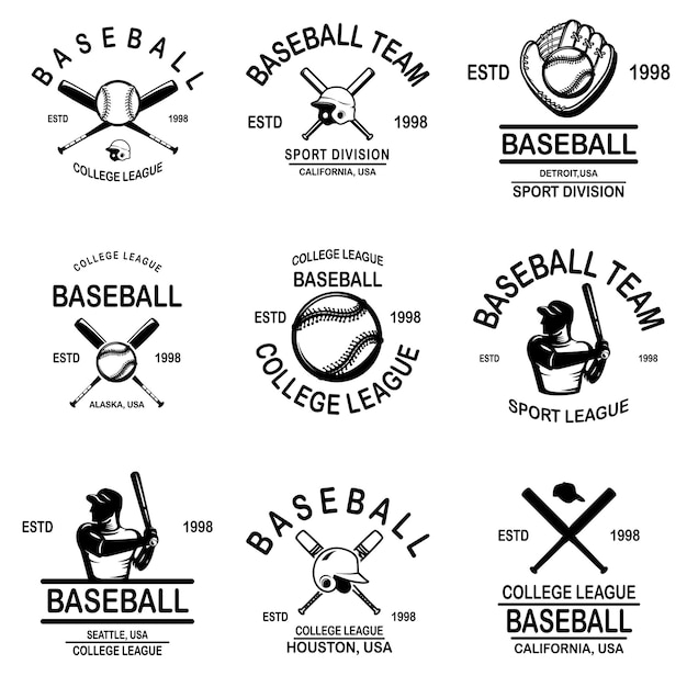 Conjunto de emblemas de béisbol