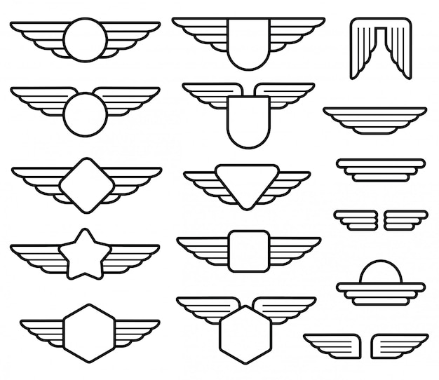 Conjunto de emblemas de ejército de ala lineal