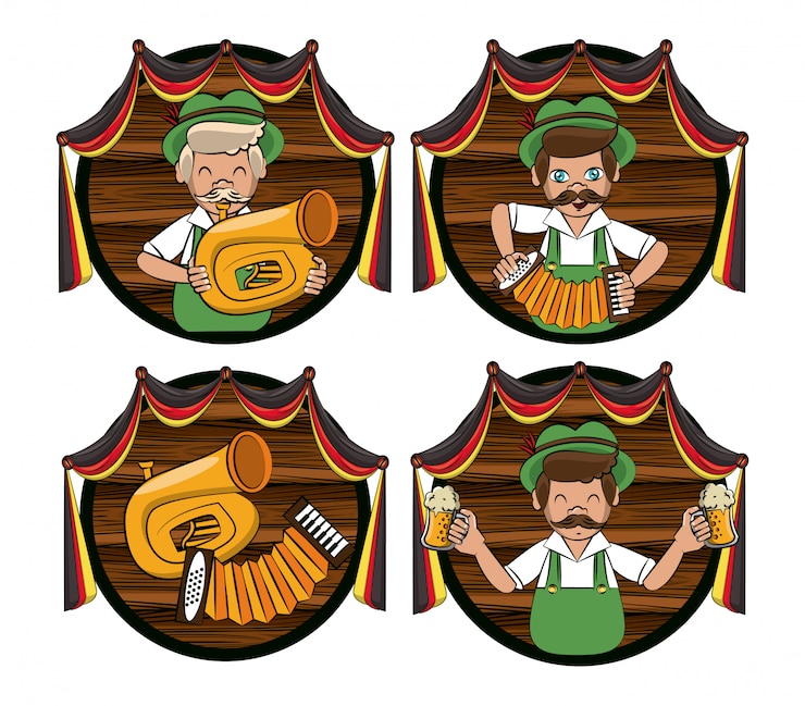 Vector conjunto de emblemas del festival de oktober