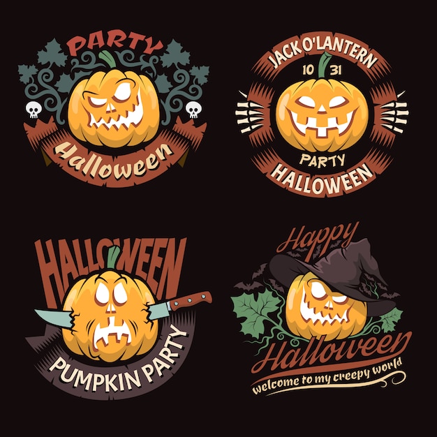 Vector conjunto de emblemas de halloween pary