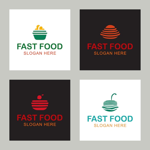 Conjunto de emblemas del logotipo de comida rápida de Vector
