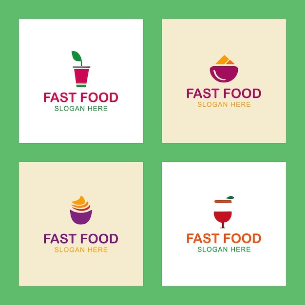 Conjunto de emblemas del logotipo de comida rápida de Vector