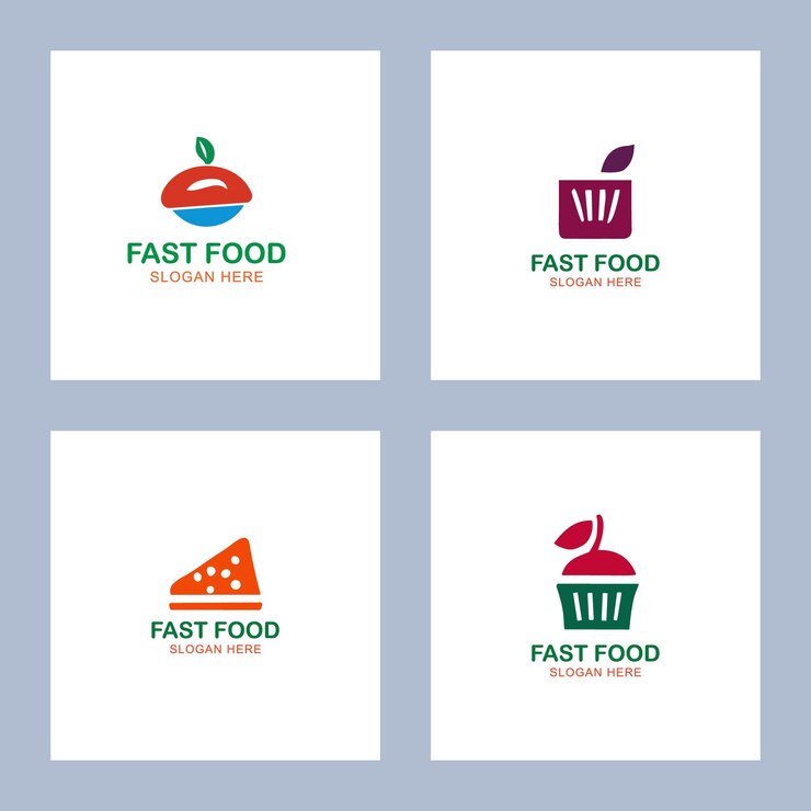 Conjunto de emblemas del logotipo de comida rápida de Vector